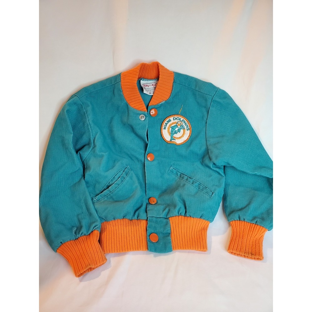 Rare Vintage 70s Miami Dolphins Corduroy‎ Jacket Sz 4-5 Billy The Kid